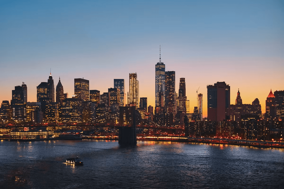 Connecticut skyline at dusk