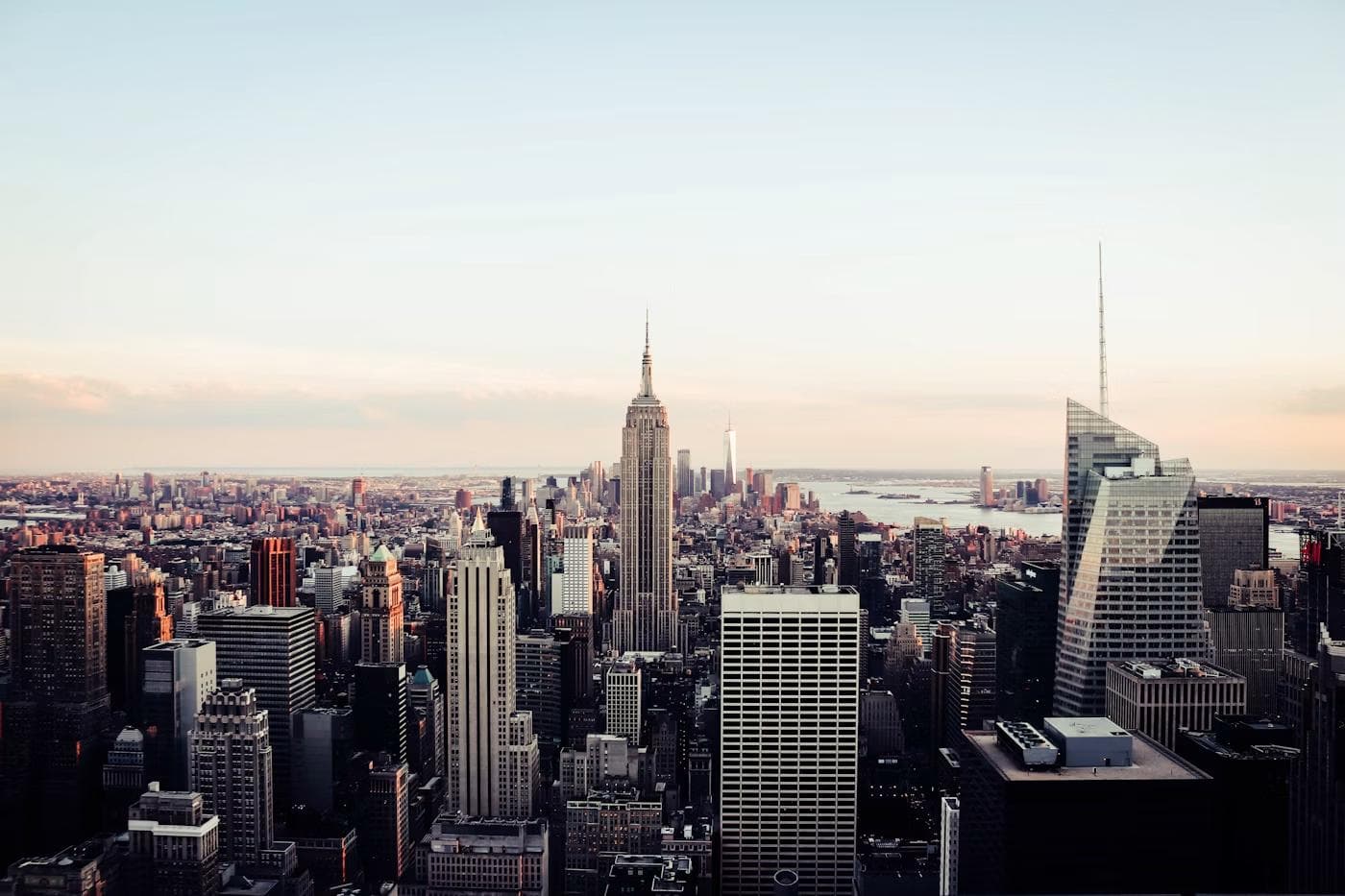 Manhattan skyline at dusk