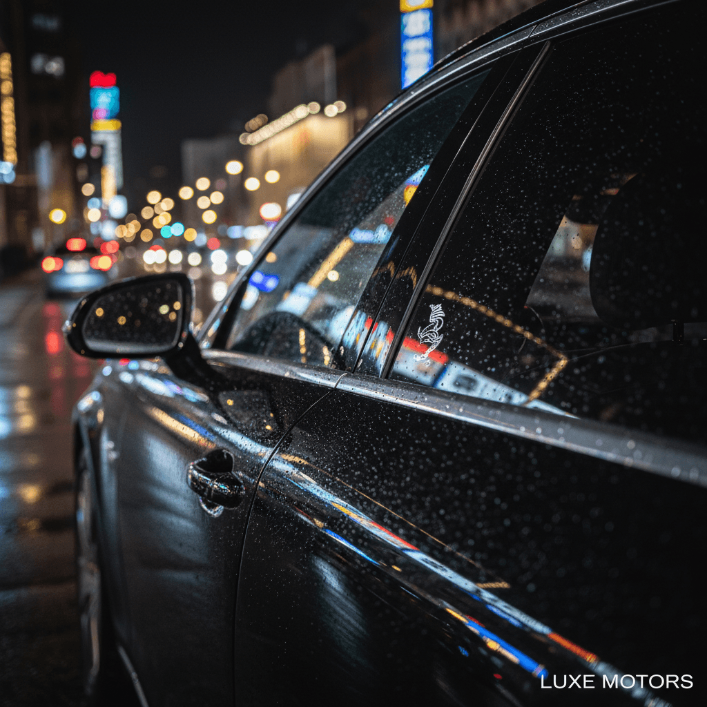 Luxury chauffeur vehicle at night